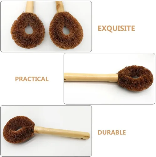Miniatura 8 de TEHAUX Cepillo para ollas con mango de madera de 9.44 pulgadas para sartenes, woks y platos, herramienta de limpieza eficaz de agarre cómodo