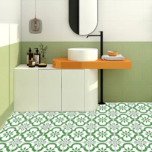 Miniatura 5 de Paquete de 4 plantillas grandes de azulejos españoles de 12 x 12 pulgadas, plantillas de suelo reutilizables para pintar en pisos, azulejos, patio