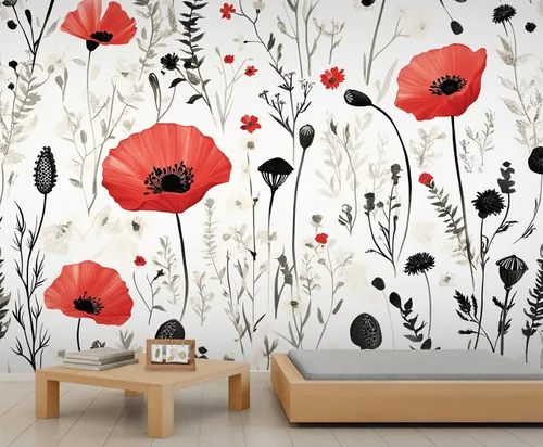 Mural de pared floral retro, papel tapiz rústico floral de bar, flores abstractas 3D, impermeable, para cafetería, restaurante, sala de estar,