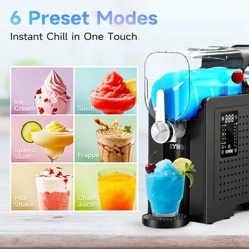 Miniatura 4 de SYINTAO Máquina de helados 2 en 1 para hacer helados de servicio suave y granizado, máquina de bebidas congeladas sin necesidad de hielo
