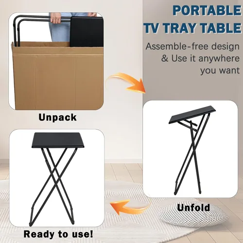 Miniatura 6 de LOFTEY Mesa con bandeja de TV, mesa plegable para TV, mesas de TV portátiles para sala de estar, mesa auxiliar plegable resistente para comer