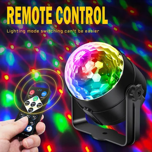 Miniatura 5 de Apeocose Paquete de 2 luces de fiesta de bola de discoteca activadas por sonido con control remoto, 12 modos de luces estroboscópicas para escenario