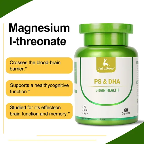 Miniatura 5 de 2 botellas de magnesio-100 mg, DHA-100 mg, fosfatidilserina-40 mg, suplementos de complejo de magnesio para la salud cerebral de los niños mayores