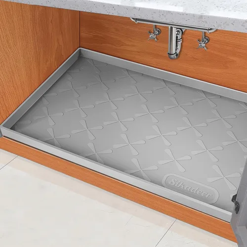 Miniatura 14 de SIKADEER Tapete impermeable de 19 x 19 pulgadas para debajo del fregadero, tapete de silicona para estante de cajones de cocina y revestimiento