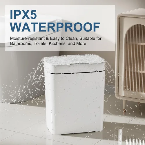 Miniatura 6 de Vanpopubs Paquete de 2 Botes de Basura de Baño de 2.7 Galones con Tapa, Bote de Basura Automático Pequeño Inteligente Sin Contacto, Sensor de Blanco