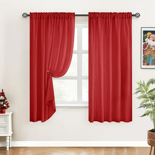 Miniatura 20 de HOMEIDEAS Cortinas Transparentes de Privacidad Blancas No Transparentes, 52 X 45 Pulgadas de Largo 2 Paneles Cortinas Transparentes Filtradoras