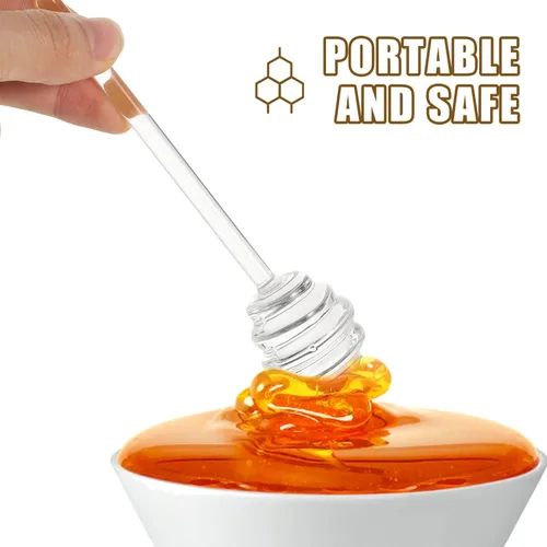 Miniatura 2 de Kichvoe Barra de miel para el hogar, 6.14 pulgadas, barra de cristal para té, café, azúcar, cuchara transparente portátil para servir mermelada