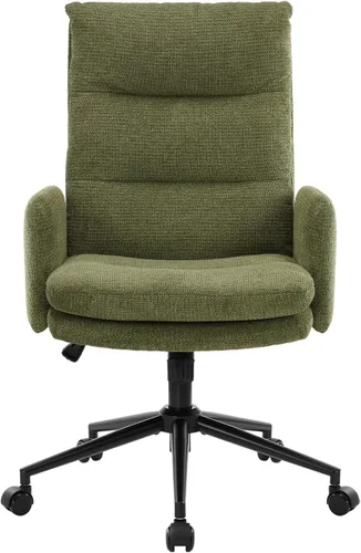 Miniatura 12 de IWMH Silla de oficina en casa con respaldo alto, silla de escritorio tapizada con reposabrazos, sillón de altura ajustable con ruedas, silla