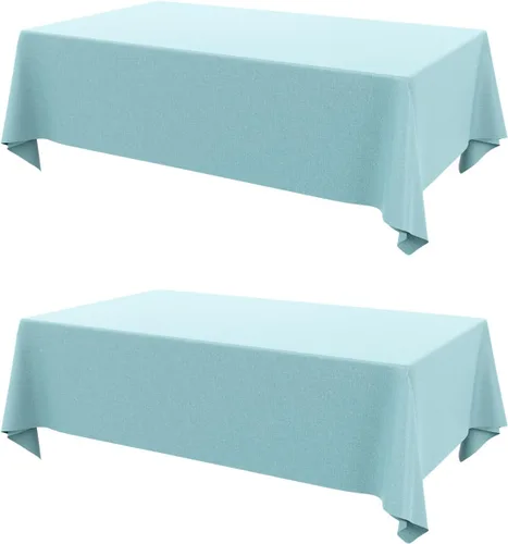 Miniatura 6 de AUSSPVOCT 2 manteles de lino texturizado para mesa rectangular, 52 x 70 pulgadas, mantel rectangular impermeable, lavable, tela para mesa