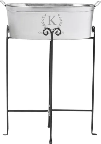 Miniatura 21 de Let's Make Memories Tina de bebida personalizada – Tina personalizada para bebidas – Personalizable con nombre e inicial – Tina galvanizada – 20 ¾