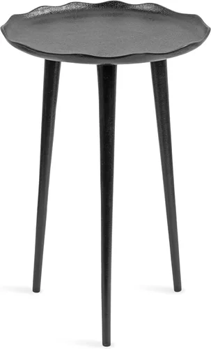 Kate and Laurel Alessia Mesa Auxiliar Lateral Redonda Moderna de Metal; 15 x 15 x 22 pulgadas; Negro; Mesa Terminal Decorativa de Aluminio Fundido