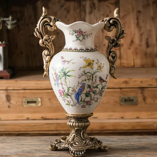 Miniatura 10 de Jarrón moderno de mesa alta, jarrones grandes de cerámica para decoración del hogar, florero rosa clásico creativo de 16.5 pulgadas, recipiente