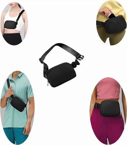 Miniatura 4 de Riñonera unisex de moda en todas partes con longitud ajustable para mujer, Negro, s