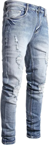 Miniatura 2 de Skinny Slim Fashion - Jeans elásticos de motociclista de Hip Hop con agujeros rectos rasgados.