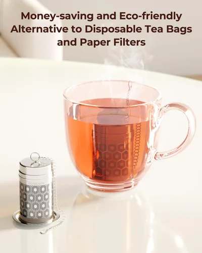 Miniatura 5 de Reinmoson Mini Coladores de Té para Té Suelto, Infusor de Té de Malla Extra Fina, Acero Inoxidable 304 y Tapa Roscada delgada Actualizada, Empapador