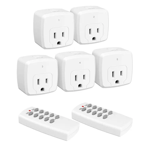 Miniatura 12 de HBN - Enchufe con control remoto inalámbrico con 2 controles de interruptor individuales, enchufes de diseño compacto hasta 100 pies de alcance