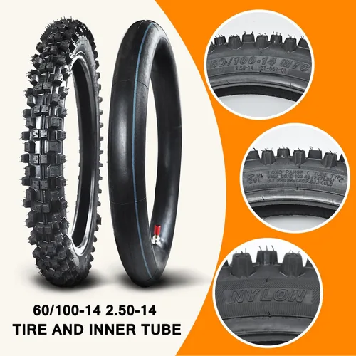 Miniatura 6 de HOLATO Neumático Trasero 80/100-12 3.00-12 Neumático Delantero 60/100-14 2.50-14 y Cámara de Aire para 110cc 125cc CRF70 CRF110 KLX110 TTR90 PW80
