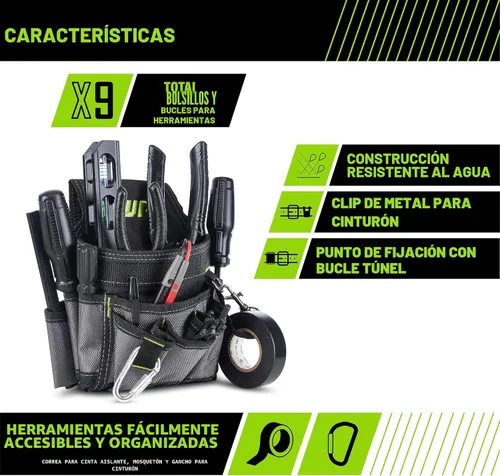 Miniatura 2 de AWP Mini bolsa de herramientas de nailon balístico organizador de múltiples bolsillos para electricistas, caja de herramientas profesional para una