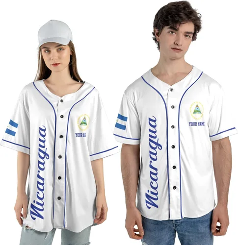 Miniatura 2 de Camiseta de béisbol de Nicaragua personalizada, camiseta de béisbol de Nicaragua personalizada para hombres y mujeres, camisas nicaragüenses