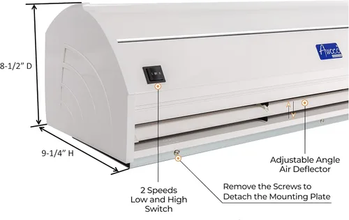 Miniatura 3 de Cortina de aire Awoco; 900 CFM; para uso comercial en interiores sobre puertas; con interruptor; resistente; 36 pulgadas, Blanco, 36