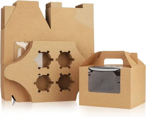 Miniatura 18 de EUSOAR Cajas individuales para cupcakes, 25 recipientes individuales de 3.6 x 3.6 x 4.3 pulgadas, cajas de regalo para magdalenas con asa para Rosa