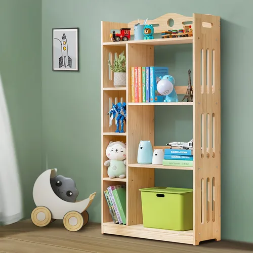 Miniatura 4 de Magshion Estantería de madera escalonada de 7 niveles, estantería estrecha, moderna estantería independiente para libros abiertos, estante