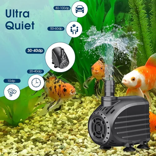 Miniatura 2 de NFESOLAR Bomba de Agua Sumergible 200GPH, Bomba Sumergible Ultra Silenciosa con Protección contra Quemado en Seco Elevación Alta de 5.4 pies