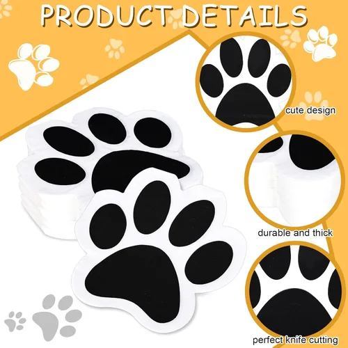 Miniatura 3 de Whaline Servilletas de papel de pata de perro de 6.5 pulgadas, servilletas con estampado de patas de mascota, color blanco y negro, servilletas