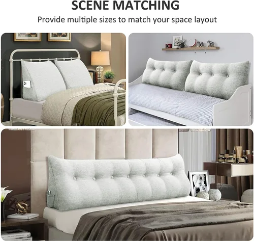 Miniatura 4 de Almohada de cuña pequeña para cabecero; almohada para leer, para sentarse en la cama, almohada triangular de respaldo para adultos, almohada
