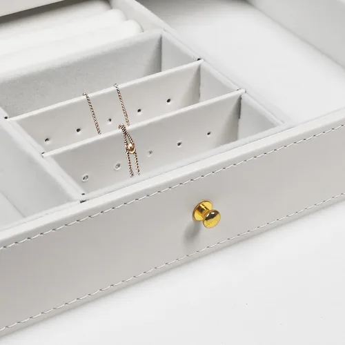 Miniatura 5 de Ogrmar Cajas de almacenamiento de reloj de piel sintética con cerradura de 12 ranuras, para hombres y mujeres, estuche organizador de 2 niveles