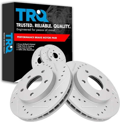 Miniatura 53 de TRQ Juego de rotores de freno de rendimiento trasero con revestimiento G premium compatible con Mazda 6 2014-2021