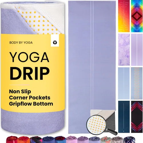 Miniatura 11 de Toalla de yoga con agarre de yoga, toalla antideslizante para esterilla de yoga caliente con bolsillos en las esquinas, agarre antideslizante