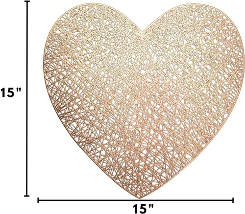 Miniatura 3 de 6 manteles individuales de vinilo metálico de 15 pulgadas con forma de corazón, para el día de San Valentín, Navidad, festival, almuerzo, fiesta