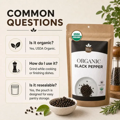 Miniatura 8 de Spicy Organic Ceylon - Granos de pimienta negra enteros de 4 onzas – Certificado USDA y Kosher, sin gluten y sin OMG – Pimienta orgánica pura