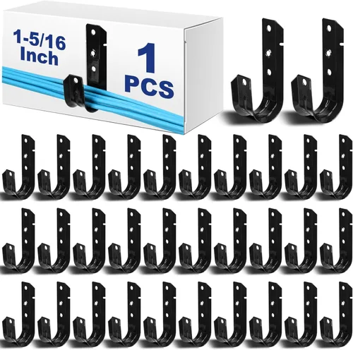 Miniatura 8 de Zonon 1 gancho en J de soporte de cable negro para colgar gancho en J de metal resistente para gestión de cables y cables, acero galvanizado