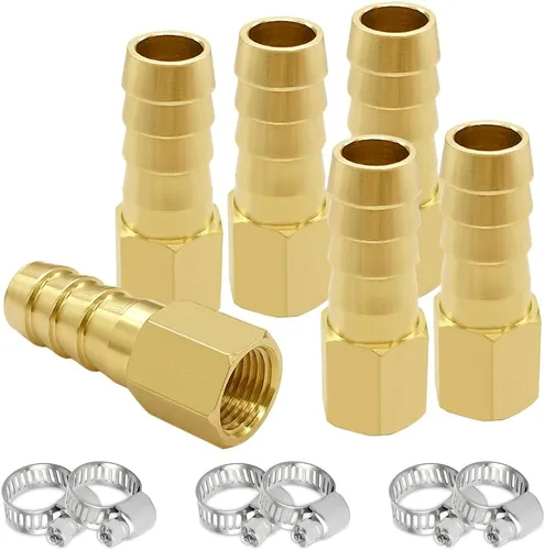 Miniatura 13 de Uenede 6 accesorios de púas de manguera de latón de 1/2 pulgada NPT hembra a 1/2 pulgadas, conector adaptador de púas incluye 6 abrazaderas de acero