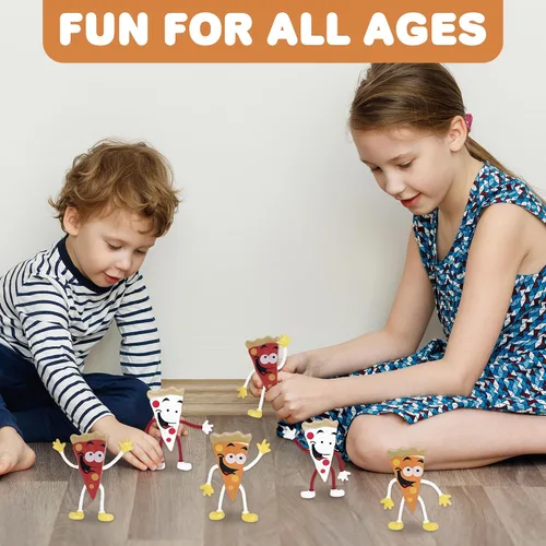Miniatura 6 de ArtCreativity Figuras de pizza flexibles, paquete de 12 juguetes para ansiedad para niños, divertidos recuerdos de fiesta de pizza, rellenos