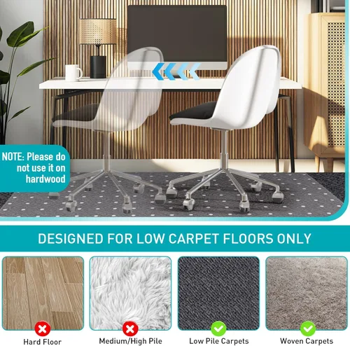 Miniatura 5 de Alfombrilla para silla de oficina para alfombra: 48 x 36 pulgadas, alfombrilla transparente para silla de escritorio para suelo de alfombra