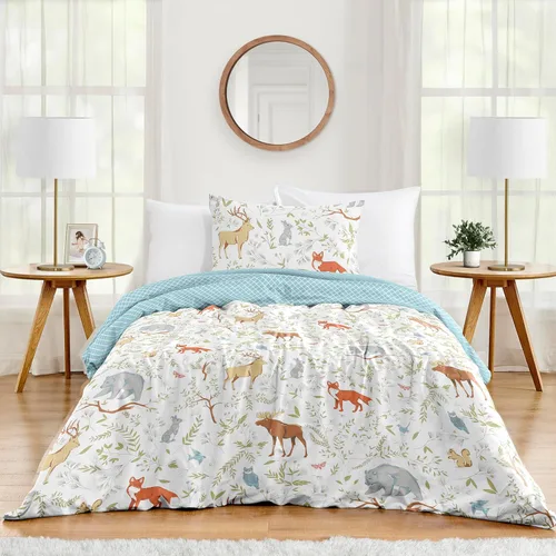Miniatura 15 de Sweet Jojo Designs Juego de edredón de bosque forestal con animales para niños y niñas, unisex, tamaño Queen, edredón de tamaño completo para niños