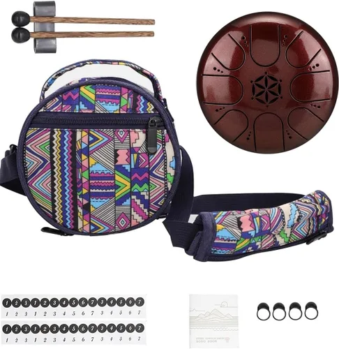 Miniatura 2 de Tambor de lluvia para jardín exterior, tambor de lengua de acero con bolsa de transporte, kit de tambor de tanque de mano de 5 pulgadas y 8 notas