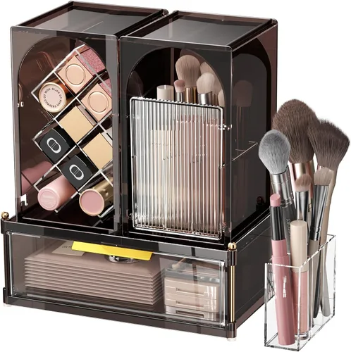Miniatura 11 de INVSSENE Organizador de maquillaje apilable, almacenamiento de perfume para cuidado de la piel, lápiz labial cosmético, máscara facial, paletas
