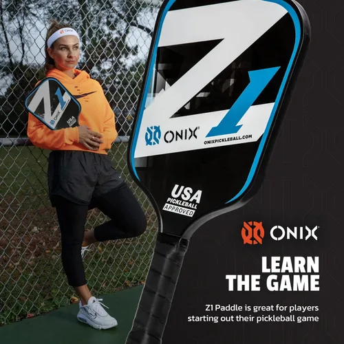 Miniatura 3 de Onix Graphite Z5 - Paleta de pickleball de fibra de carbono con forma de cuerpo ancho, núcleo de panal y cara de grafito ONIX Paleta de pickleball