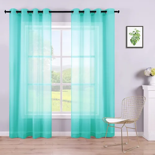 Miniatura 80 de KOUFALL Cortinas traslúcidas de 120 pulgadas de 2 paneles con ojales, juego extra largo de 10 pies de largo, cortinas altas para ventana grande, 52