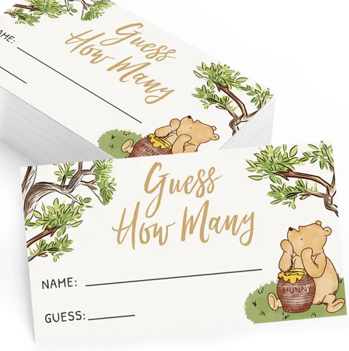 Miniatura 7 de Juego de Adivina Cuántos para Baby Shower, Juego de 30, Suministros para Fiestas - Colección Clásica de Winnie Pooh (Juego de Cuántos)