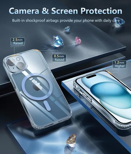Miniatura 1331 de FNTCASE Funda para iPhone 13 Pro-Max: Fundas magnéticas transparentes compatibles con Magsafe Slim anti amarillamiento protección contra caídas