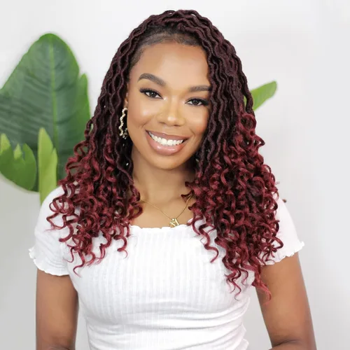 Miniatura 16 de Karida Rastas de cabello sintético de ganchillo de 18 pulgadas, 8 paquetes de cabello de ganchillo preanudado de diosa, rastas sintéticas onduladas