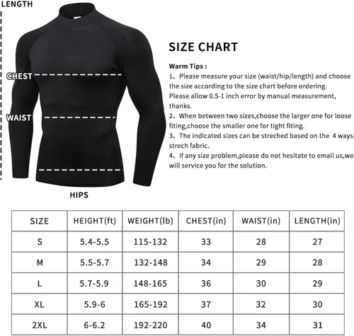 Miniatura 5 de Men's Athletic Compression Shirts Long Sleeve Workout Tops Cool Dry Gym Undershirts Active Sports Baselayers T-Shirt