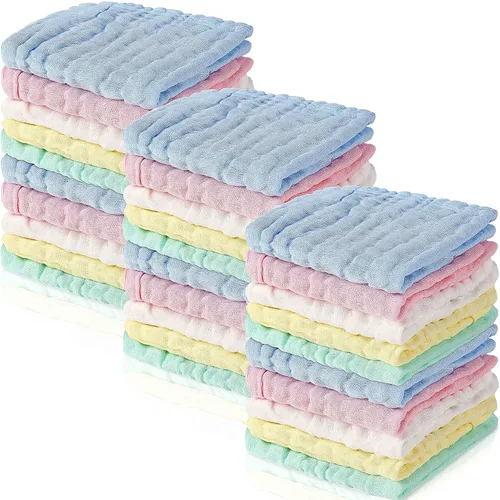 Chumia 30 paños de muselina para bebé, paños de muselina para eructos, toallas de algodón natural, toallitas suaves para recién nacidos, toallas