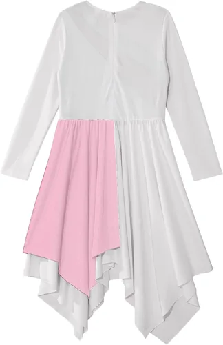 Miniatura 48 de CHICTRY Vestido de baile lírico sin mangas asimétrico para niñas, disfraz de adoración litúrgica contemporánea