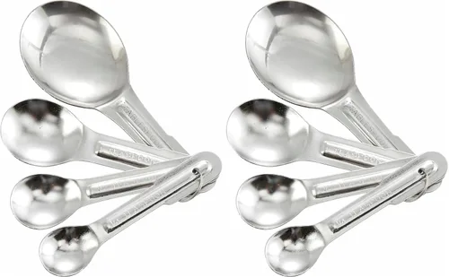 Winco - Juego de 4 cucharas medidoras de acero inoxidable (Paquete de 2)